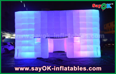 bedekte tent opblaasbaar Openluchtpvc Reuzekubus Opblaasbare Tent met het Licht van de Kleurenverandering/Luchtventilator met een laag