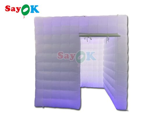 Groothandel Witte opblaasbare LED-fotobooth Draagbare opblaasbare vierkante fotobooth met een enkele deur